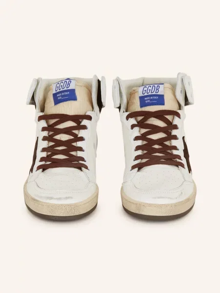 Golden Goose Vysoké Sneakersy Sky Star bílá/ tmavě hnědá bílé