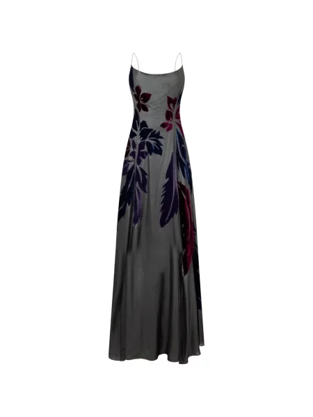 Rochie maxi Alberta Ferretti cu model floral evazată gri
