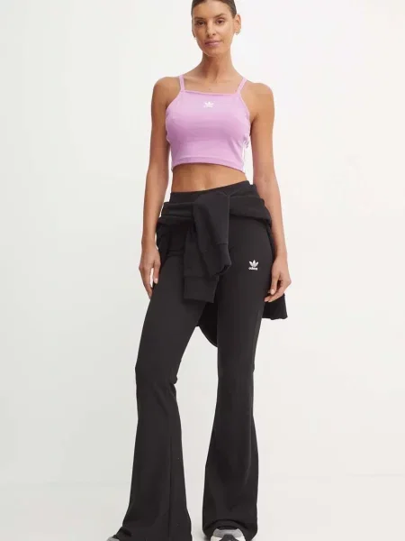 Штани adidas Originals кльош висока посадка чорний