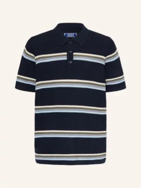 Jack&Jones Pletené Polo Tričko tmavě modrá / šedá / tmavě modrá bílé