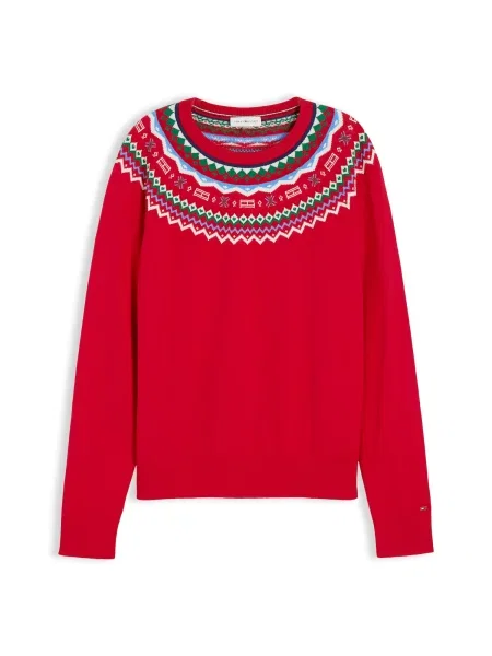 TOMMY HILFIGER Pulover albastru deschis / verde / roșu alb
