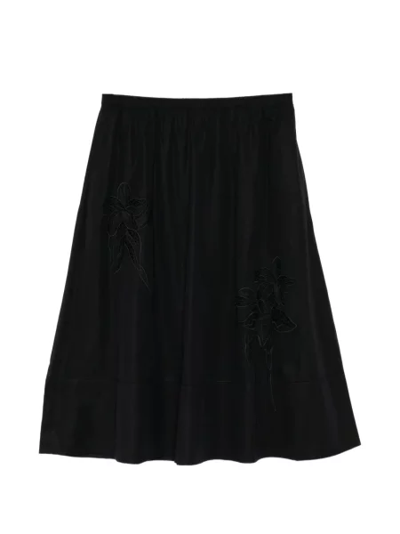 Fustă Less cu broderie cu model floral negru