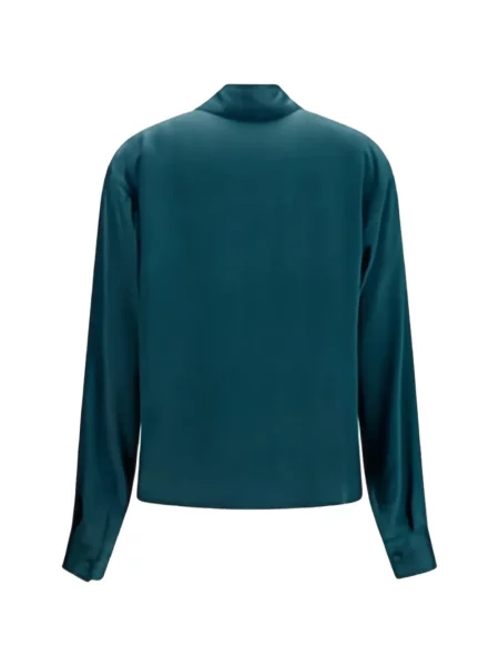 Lung bluză Tom Ford de mătase albastru