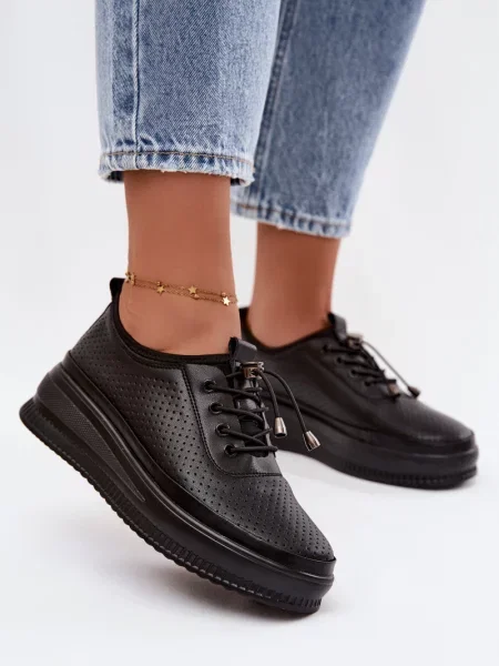 Pantofi Boto din piele cu platformă negru