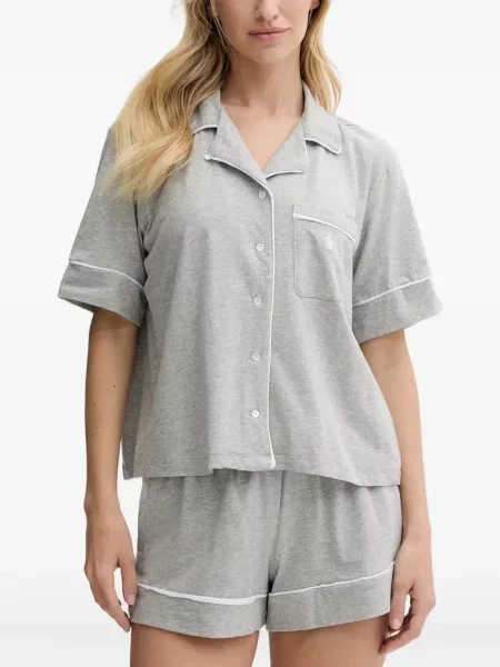 Tricou Polo Ralph Lauren cu decolteu rotund de mătase cu dungi alb