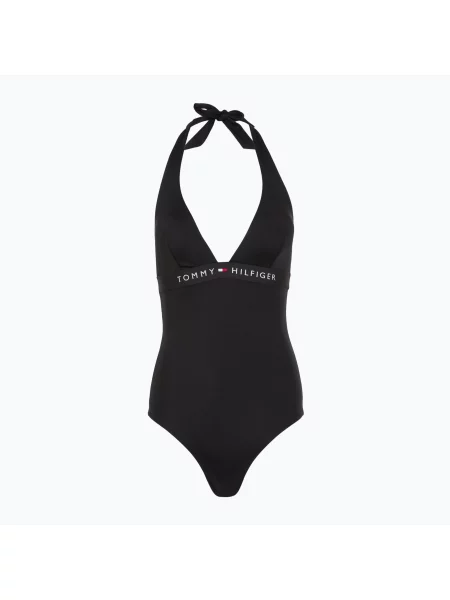 Plavky Tommy Hilfiger Halter One Piece black černé
