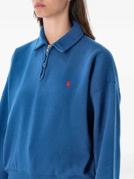 Суичър с цип Polo Ralph Lauren бродиран синьо
