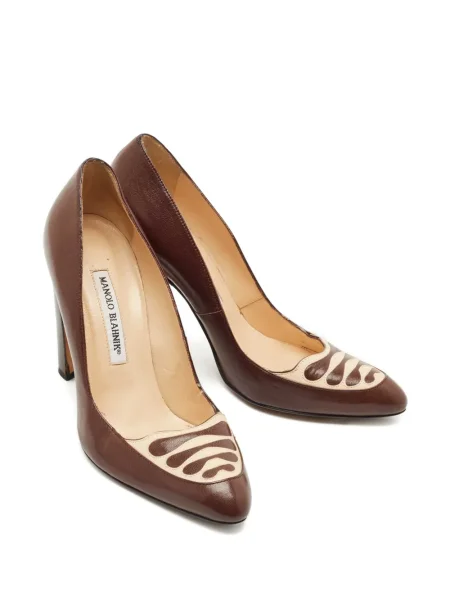 Kožené lodičky Manolo Blahnik hnědé