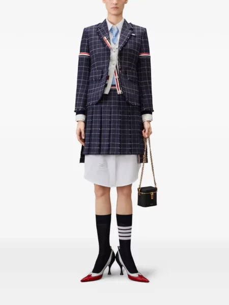 Cardigan Thom Browne cu model argyle alb