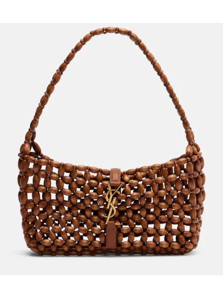 Geantă de mână Saint Laurent cu mărgele maro