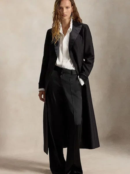 Polo Ralph Lauren palton pentru femei cu lână negru