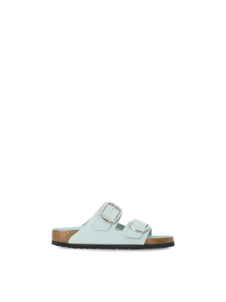 Klapki Birkenstock skórzane na sprzączkę zielone
