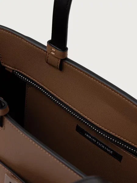 Műbőr shopper táska Armani Exchange bézs