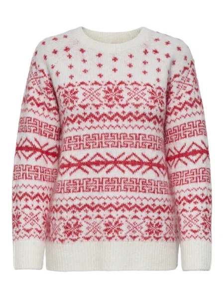 ONLY Sveter ONLXMAS NORDIC / biela červená