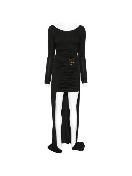 Rochie Elisabetta Franchi cu volane cu cataramă asimetrică negru