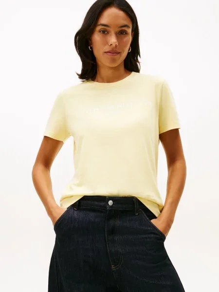 Tommy Hilfiger Koszulka Kobiety jednolity S żółty