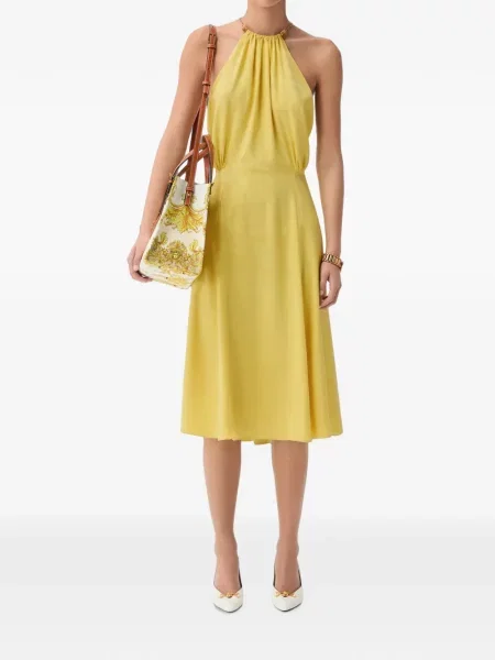 Rochie midi Versace din satin galben