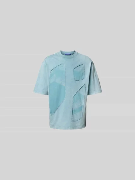 T-shirt z prążkowanym okrągłym dekoltem A-cold-wall* niebieska