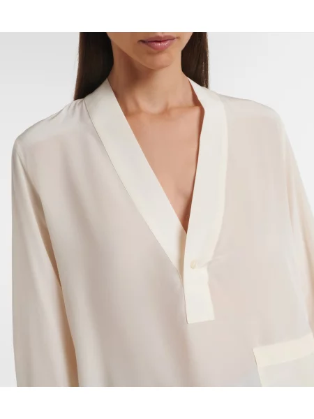Bluză Victoria Beckham de mătase alb