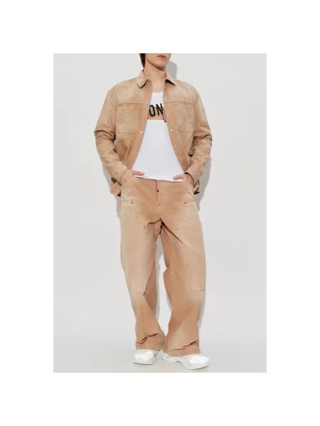 Spodnie cargo Dsquared2 beżowe