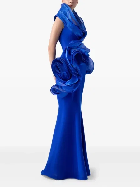 Вечерна рокля Gaby Charbachy с драперии синьо