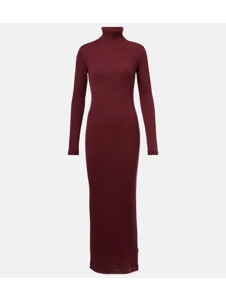 Dzianinowa sukienka midi Goldbergh do kolan garniturowa bordowa