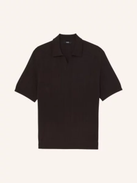 Reiss Pletené Tričko Chelmsford Z Merino Vlny tmavě hnědá