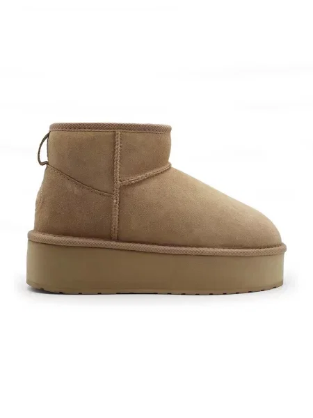 Emu Australia cizme de zapada din piele intoarsa Stinger Micro Flatform bej