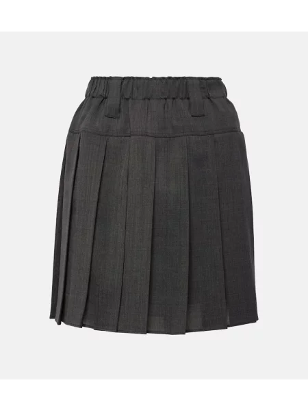 Fusta plisata Brunello Cucinelli plisată tenis gri