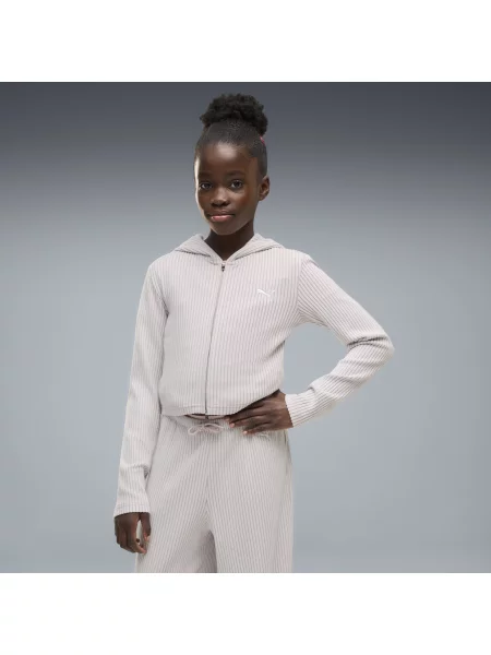 PUMA Młodzieżowa bluza z kapturem Essentials Slim Ribbed Odzież różowy