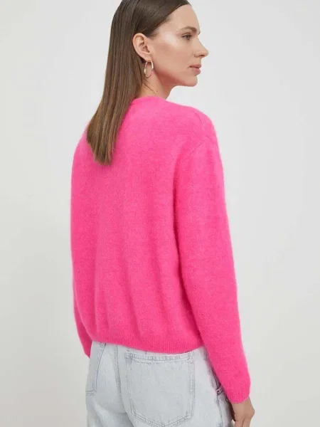 American Vintage gyapjú kardigán rózsaszín