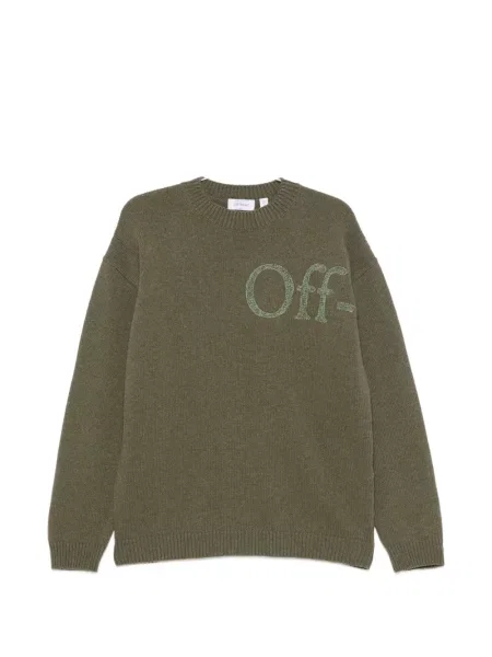 Pulover Off-white cu broderie alb