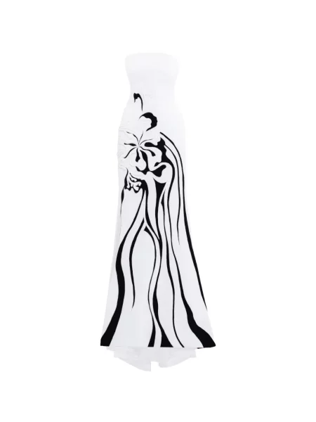 Rochie maxi Saiid Kobeisy din crep fără bretele alb