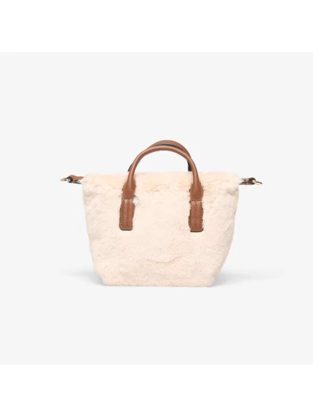 Umelá kožušina shopper kabelka Tommy Hilfiger béžová