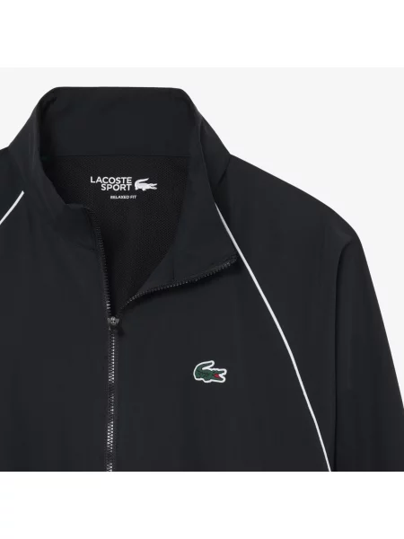 Lacoste Sportowa Kurtka Wodoodporna Z Kontrastowym Wykończeniem czarna
