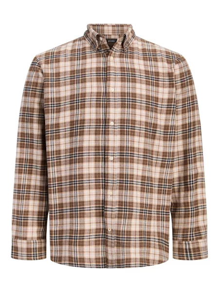 JACK & JONES Cămașă JJEField bej / ciocolatiu / negru alb