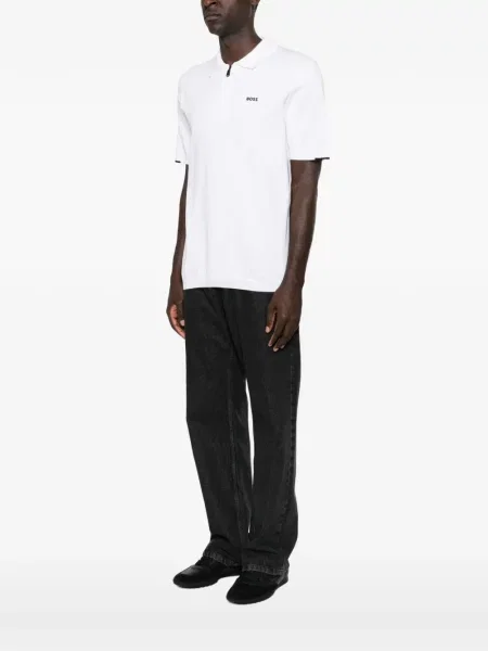 Tricou polo Boss cu imagine alb