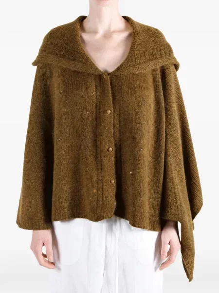 Cardigan Yangkehan cu paiete tricotate maro