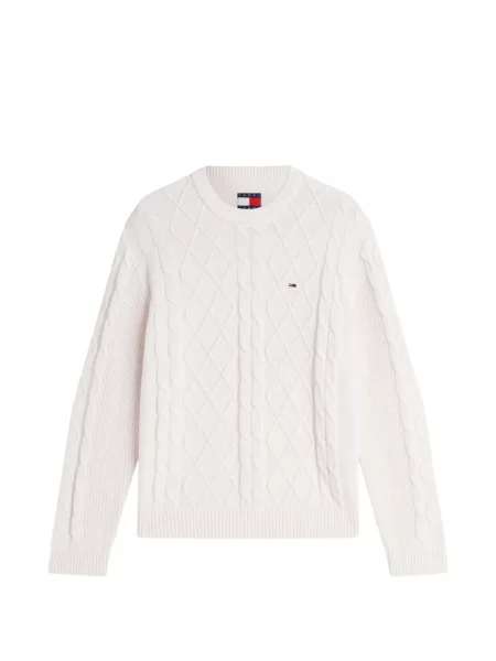 Pulover Tommy Hilfiger cu autograf alb