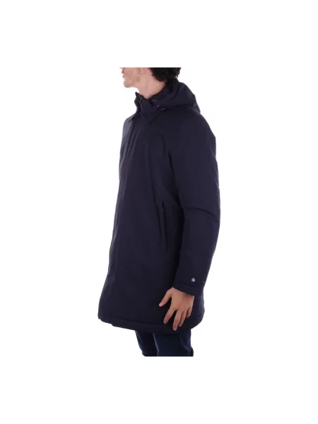 Płaszcz Woolrich z kapturem niebieski