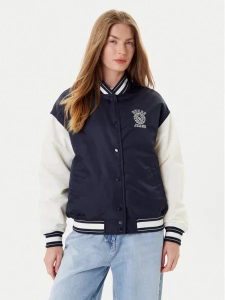 Guess Jeans Bomber jakna Mornarsko modra