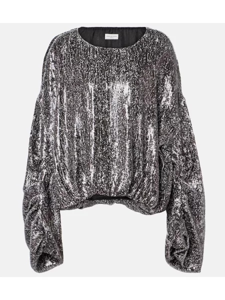 Bluză Dries Van Noten argintiu