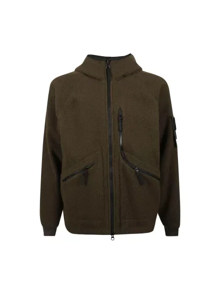 Kurtka Stone Island wełniana z kapturem z kamieniami zielona