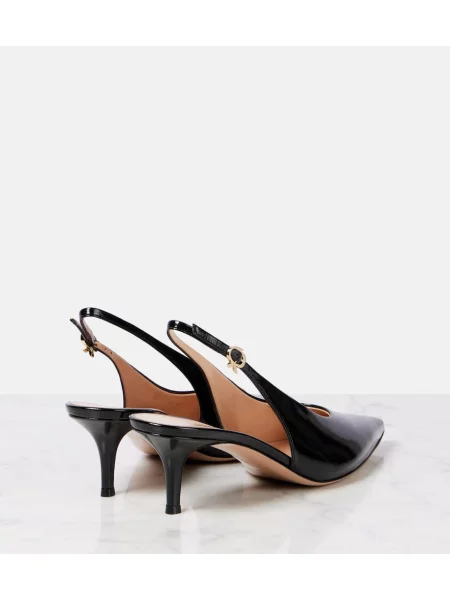Pantofi cu toc Gianvito Rossi din piele de lac slingback negru