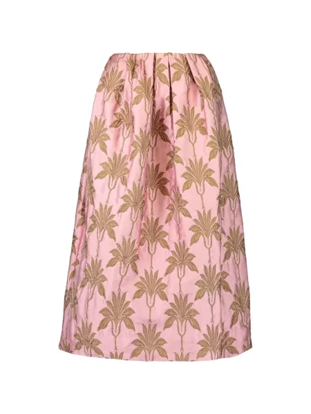 Fustă midi Odeeh cu model floral până la genunchi roz