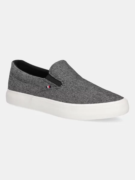 Teniske Tommy Hilfiger TH HI VULC LOW SLIP ON CH črna