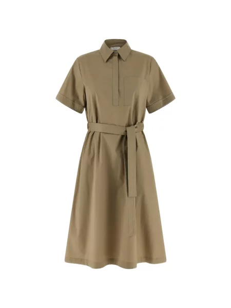 Rochie tip cămașă Peserico în linie A de costum verde