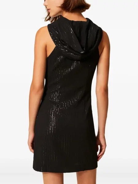 Rochie Twinset cu paiete cu glugă de costum negru