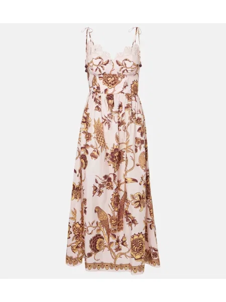 Sukienka midi Farm Rio w tropikalny nadruk do kolan garniturowa różowa