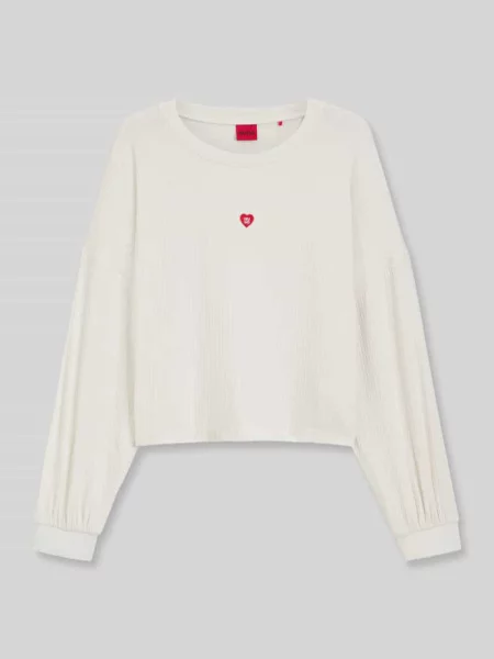 Bluza o kroju relaxed fit z mieszanki modalu model „HUGO HEART” beżowa